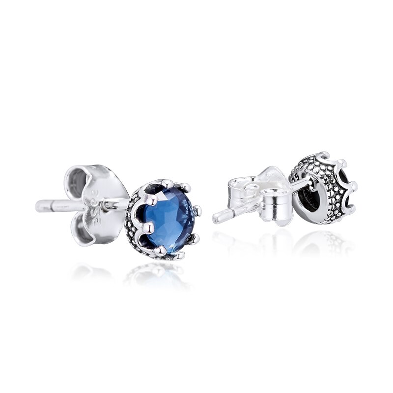 Blau Funkelnden Krone Zucht Ohrringe 925 Sterling Silber Schmuck Für Frau Machen hoch Weibliche Ohrringe Partei Schmuck