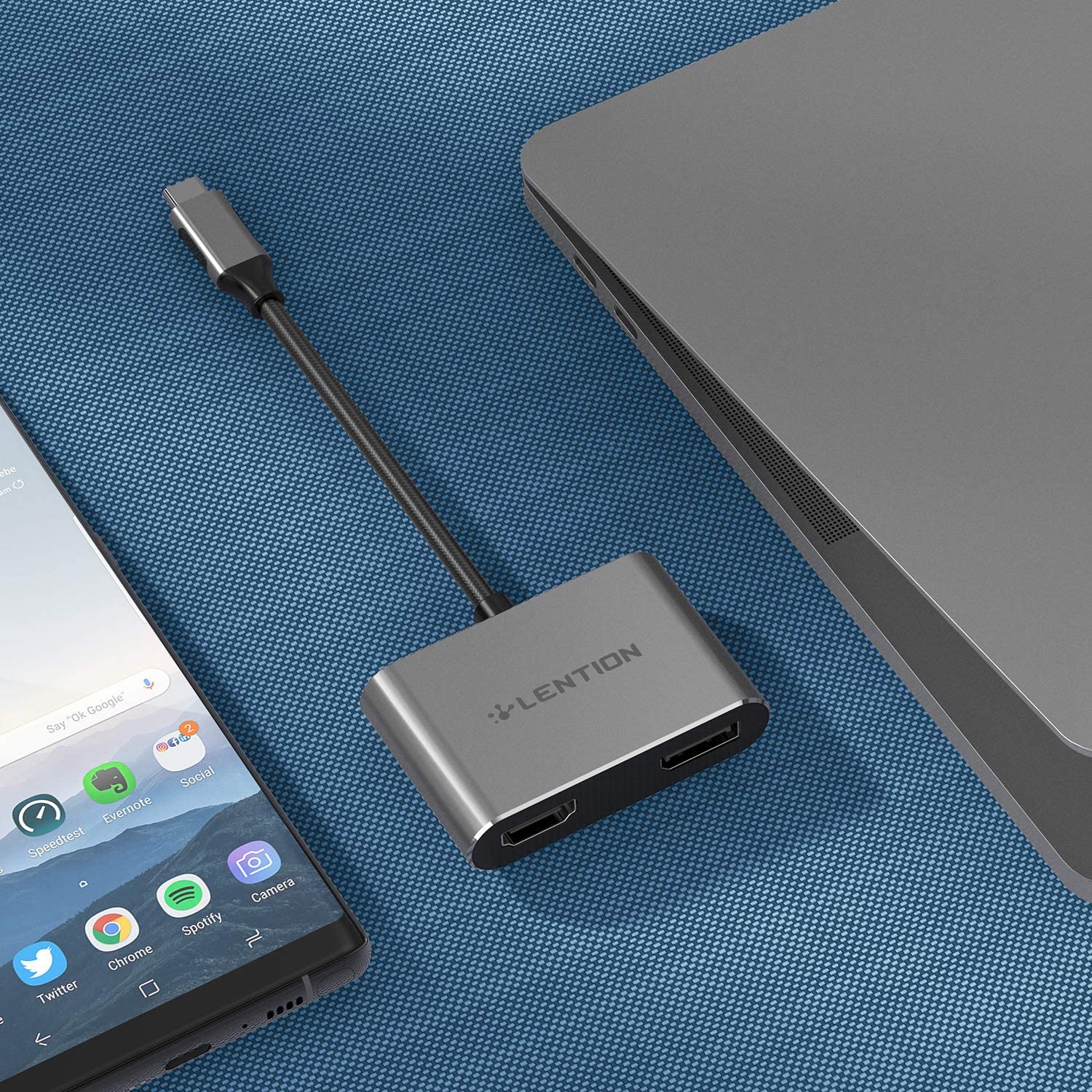 USB C to HDMI &amp; DisplayPort Dual 4K Displays Digital AV Adapter for MacBook Pro (Thunderbolt 3), Mac Air/iPad Pro, XPS