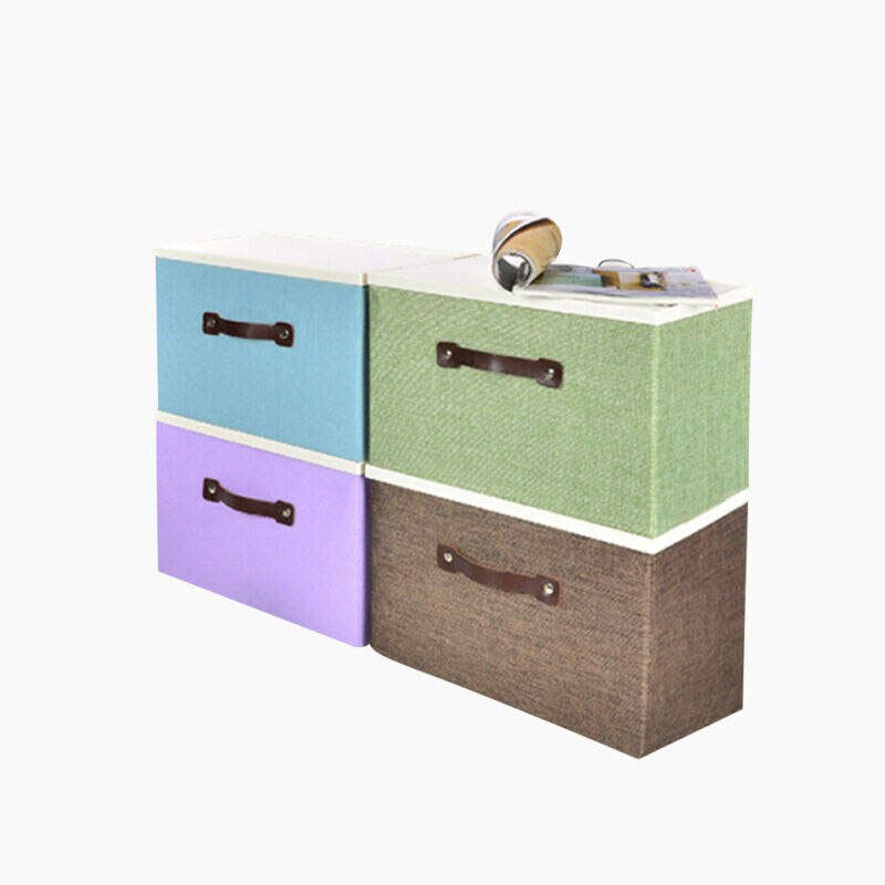 Linen Clothes Storage Box Folding Home Sundries Organizer Foldable Storage Box Lids Stackable Polyester Fabric Container