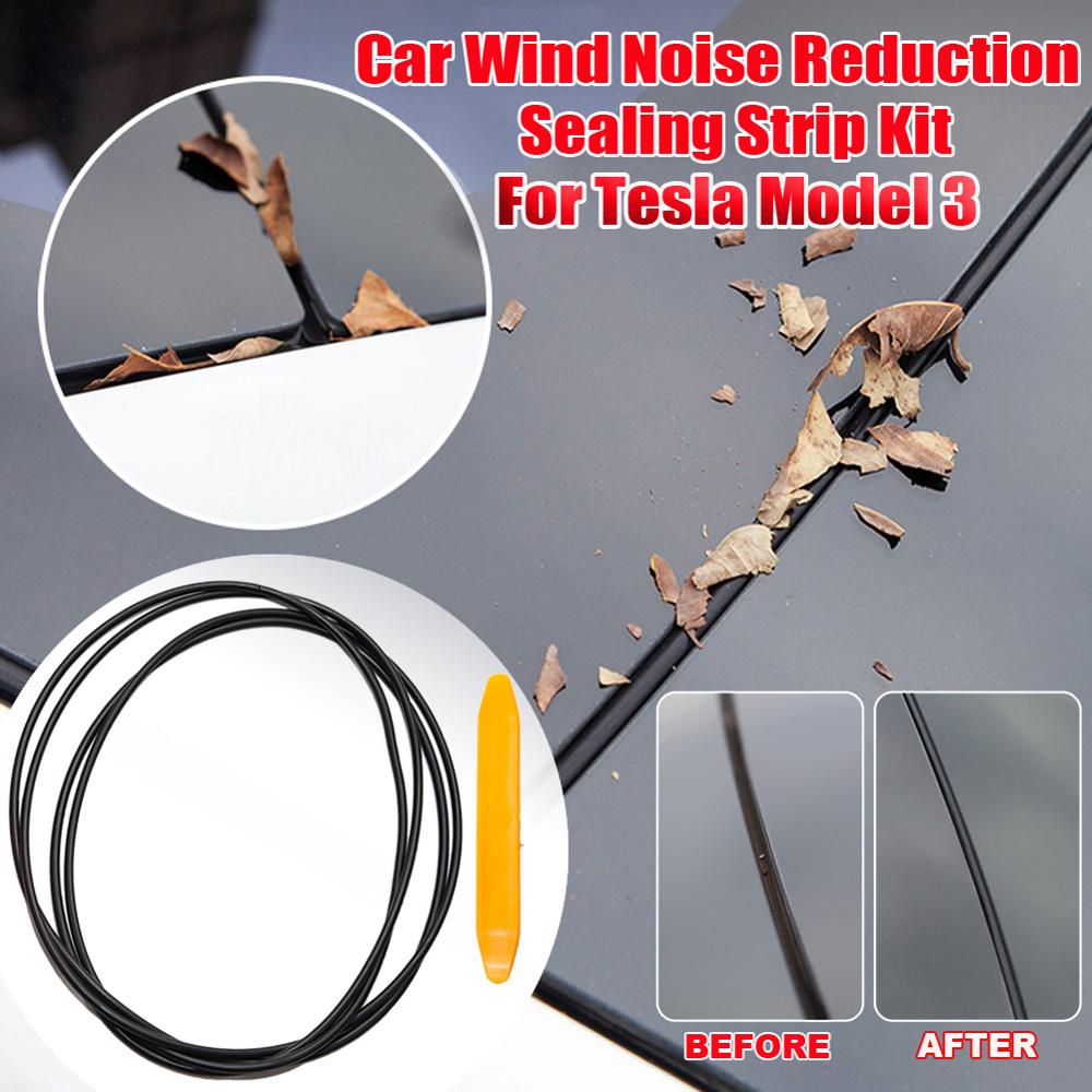 Wind Noise Reduction Kit Anti-Dust Skylight Sealing Strip Lowering Silicone Seal Kit Sunroof Rubber Seal Strip For Tesla Model 3