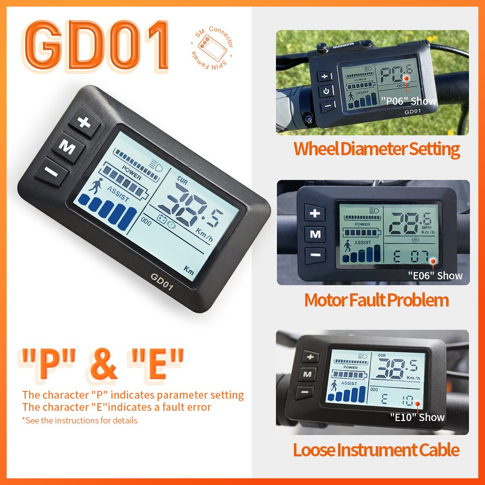 Ebike 250W 500W Controller and LCD Display 36V 48V LCD866 LCDGD01 LCDS900 Electric Bicycle Bike Display Controller