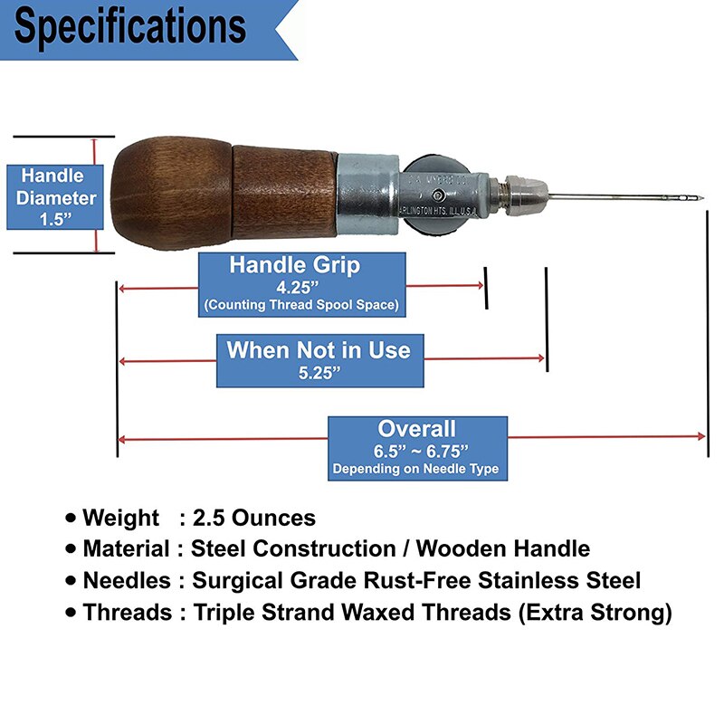 Leathercraft Sewing Stitching Awl Tool Kit DIY Craft Leather Canvas Bag Belt Repair Lockstitch Set DTT88
