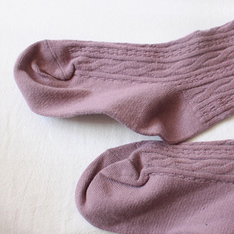 Baby Herfst Winter Panty Baby Peuter Kid Meisje Geribbelde Kousen Katoen Warm Panty Solid Candy Kleur: Purple / 101-110cm