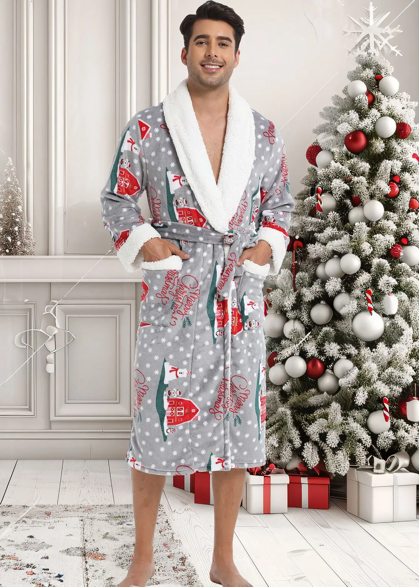 Warme Herbst Winter Flanell Männer Bademantel Dicke Lange Nacht Nachtwäsche Samt Kimono Kleid männer Kleidung Homewear Morgenmantel: M / Braun