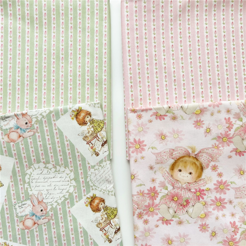 Katoen Gedrukt Cartoon Cartoon Retro Pop Tulp Stof Voor Kinderen Kleding Hometextile Baby Rok Cover Diy Materi