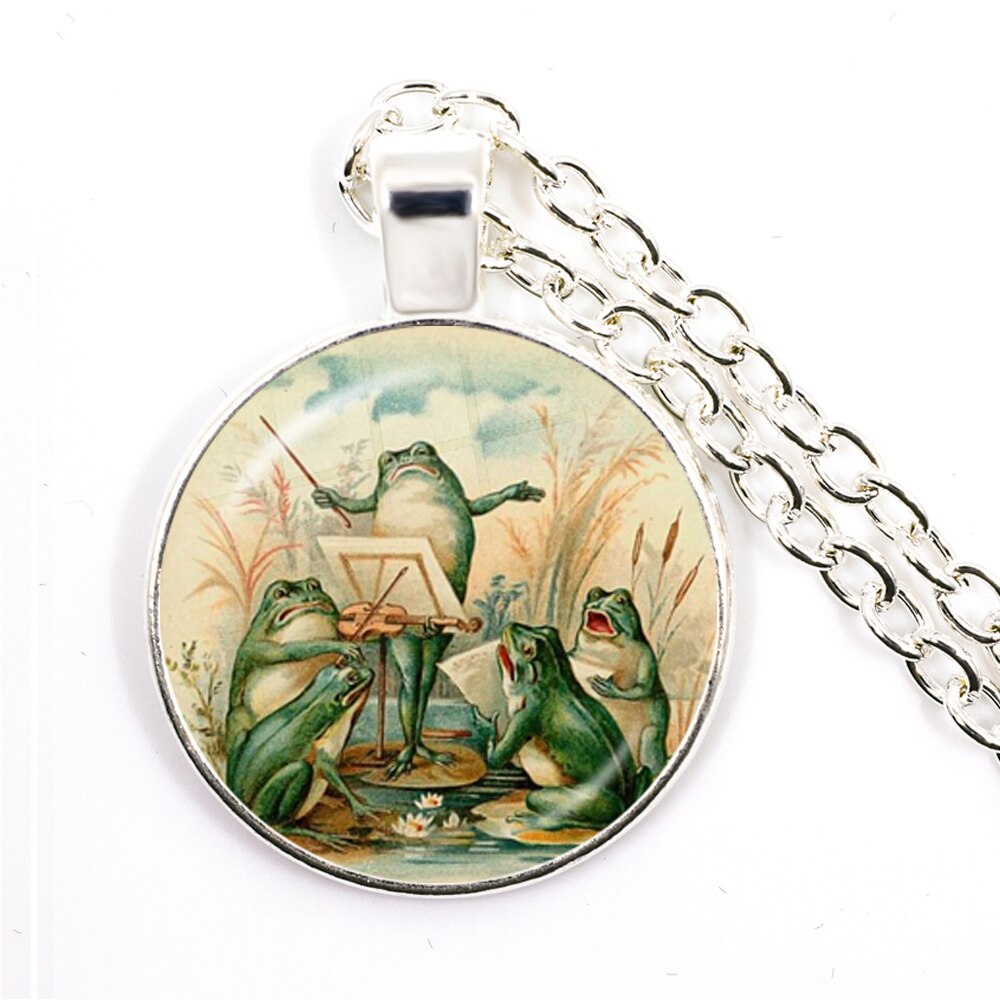 Nouvelle chaîne artisanale Vintage grenouille fée pendentif collier verre Cabochon femmes charme bijoux colares e correntes feminino