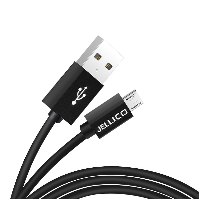 Jellicoマイクロusbケーブル 2.4A急速充電充電microusb変換ケーブルサムスンxiaomiのandroid携帯電話線コード 1 メートル: Black micro / 200cm