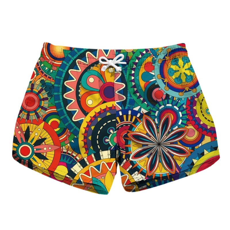 Pantalones cortos de playa para mujer, Mini Pantalón deportivo para agua, estampado geométrico, para surfear, con cordón, tabla de Surf de viaje femenina: Lbp-6043 / XL