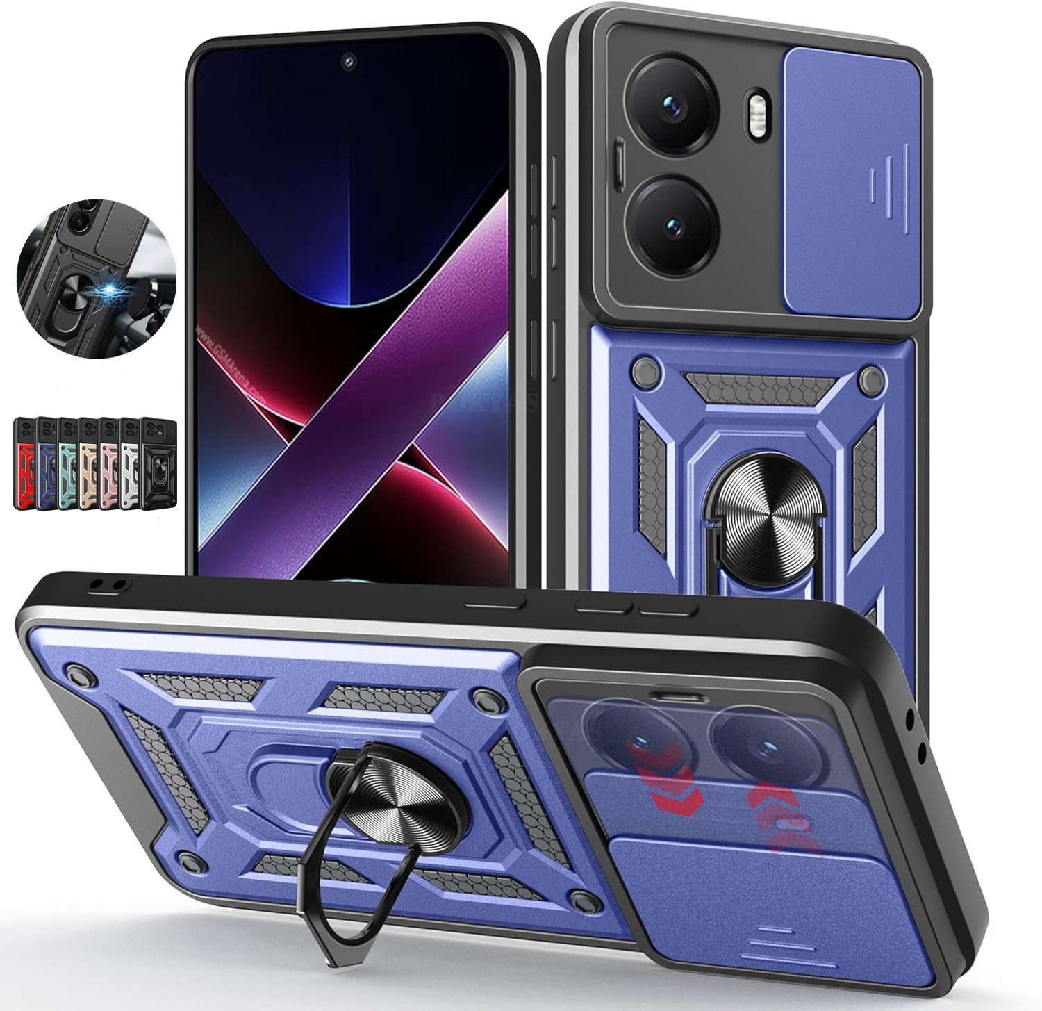 Pansercover til xiaomi poco  x7 pro 5g , linsebeskyttelse med ring, magnetisk holder, coque, skal, fundas