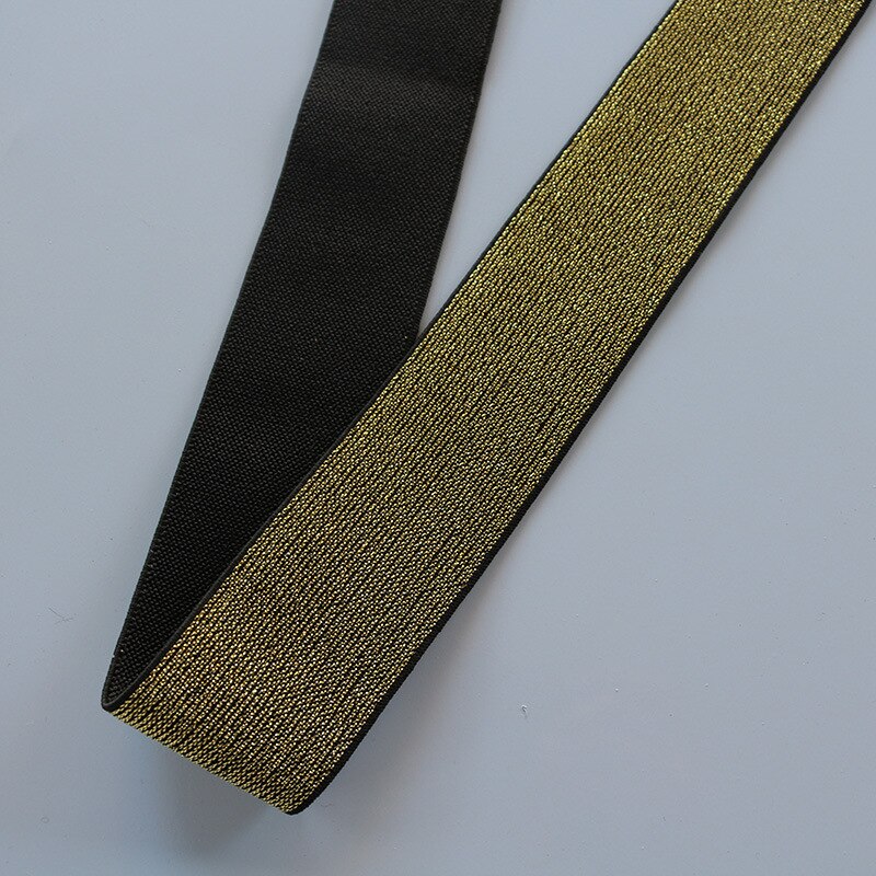 Glitter guld silver elastiska band 10mm 15mm 25mm 40mm elastiska gummiband bälte plagg byxor sömnad spetskanter gör det själv tillbehör: Svart guld glitter / 10mm 1 meter