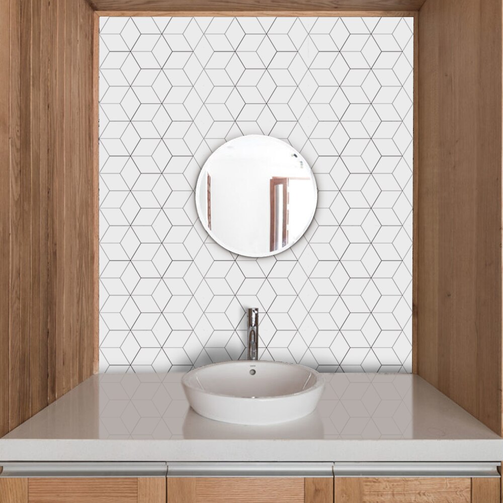 10Pcs/Set Modern Wall Sticker White Mosaic PVC Tile Sticker Waterproof Backspalsh DIY Stickers for Kitchen Bathroom Wall Decals