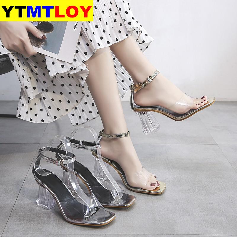 Dames sandalen schoenen open tenen transparante sandalen met hoge hak dames midden-oosten explosie l sandalen doorzichtige schoenen