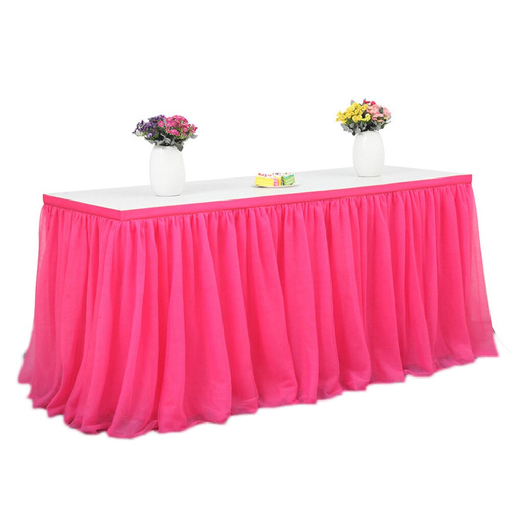 Bryllup dekoration tyl bord nederdel ensfarvet service klud til rektangel rundt bord fest fødselsdag festival 181 x 76 x 0.2cm: Rosenrød