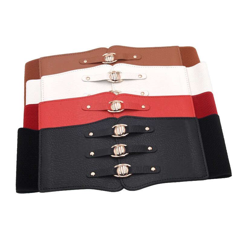 Ladies Super Wide Belt Vintage Women PU Leather Slimming Body Waistband High Waist Elastic Corset Belts For Dress