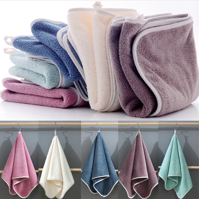 2 Pcs Soft Face Towels Pure Color Adult Face Towels High-density Coral Velvet Bathroom Bathing Absorbent Towel Bathroom Supply