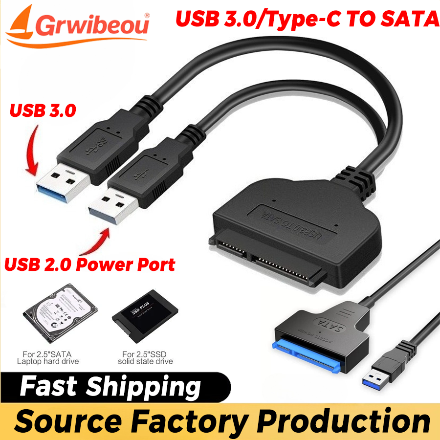 Kabel SATA robić USB 3.0 / 2.0 robić dysków zewnętrznych HDD SSD 2,5 cala, robić 6 Gbps, adapter SATA 3 22-Szpilka, kabel USB 3.0 robić SATA III
