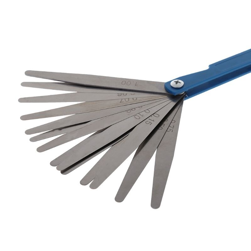 Stainless Steel Feeler Gauge 14 Blade Thickness Gap Metric Filler Measure Tool Car Repair Tool