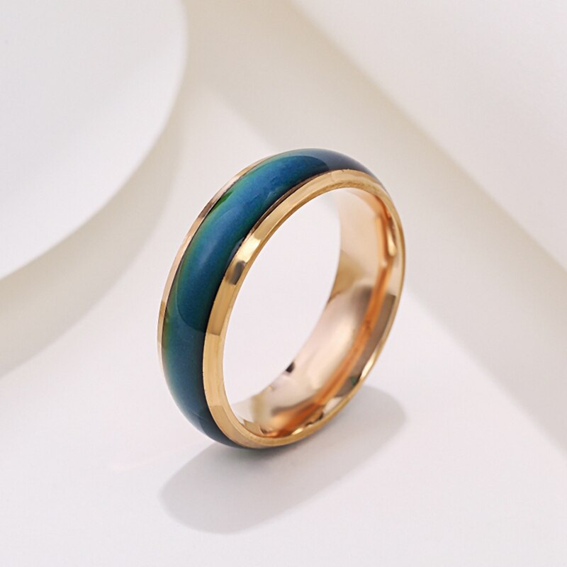 6mm unisex Ändern Farbe Ringe für Frauen Edelstahl Stimmung Gefühl Tracker Ring für Männer Neuheit Schmuck für Party WC039