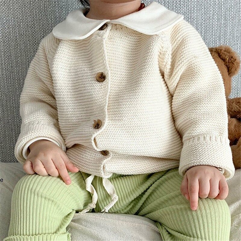Baby drenge piger cardigan efterårs bomuldstrøje toppe baby børnetøj børn strikket vintertøj 0-2 år spædbarn