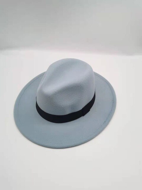 Ademend Effen Kleur Klassieke Zwarte Elastische Fedora Hoed Unisex Wolvilt Jazz Hoeden Mannen Vrouwen Brede Rand Panama Trilby cap: 18