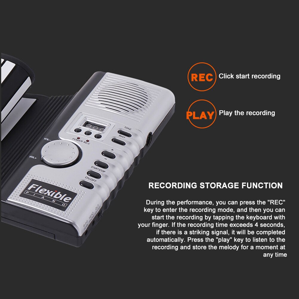 61 Keys Hand Roll Up Piano Portable Folding Electronic Organ Keyboard Instrument Lightweight Portable Music Elements