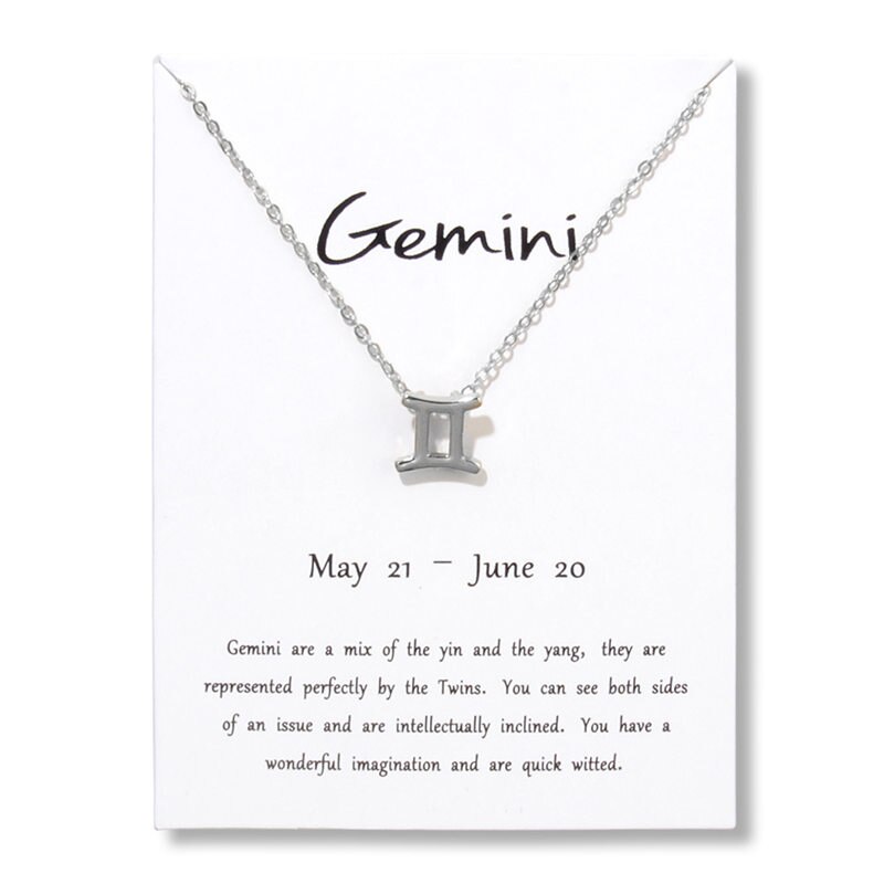 Libra-collar con colgante de 12 Constelaciones para mujer, cadena del zodiaco, joyería de cumpleaños: Gemini