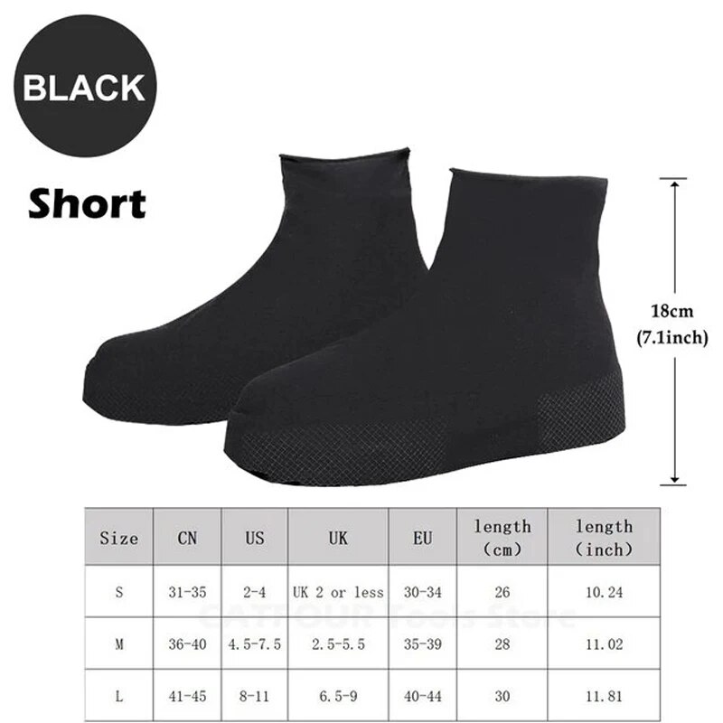 sales】Waterproof silicone shoe cover protector reusable anti-slip wear-resistant rain shoe cover for outdoor rainy days: black