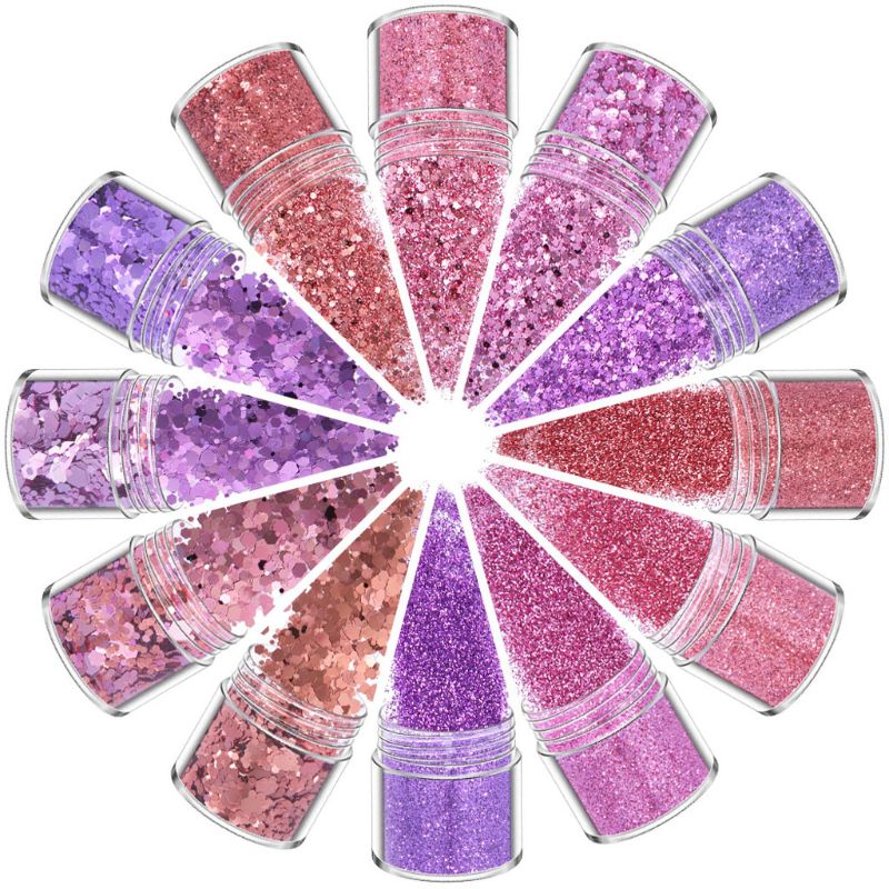 12 couleurs mélangées maquillage holographique grosses paillettes visage corps yeux cheveux ongles résine époxy Festival gros hexagones paillettes: C