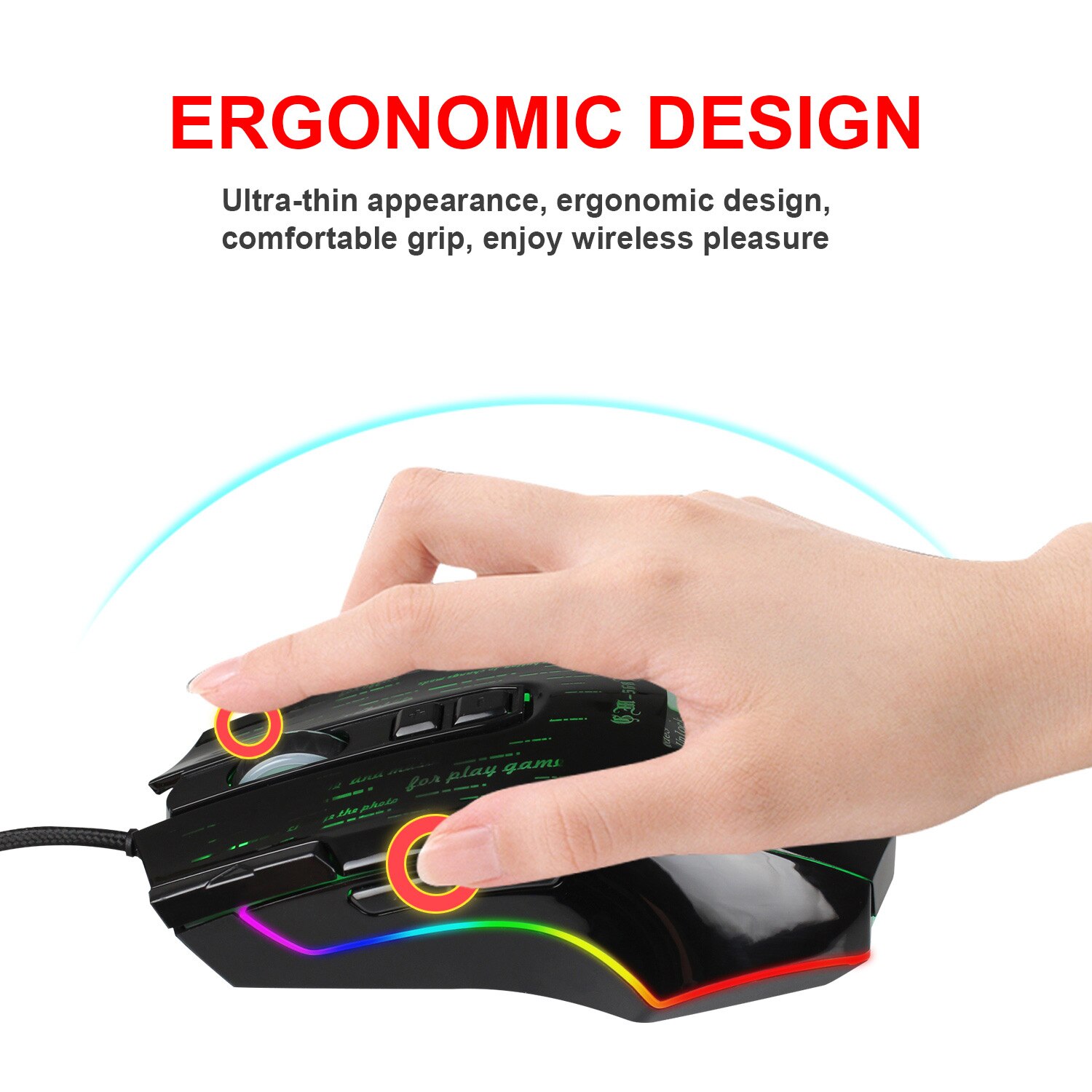 J500 Gaming Mouse USB 10000 DPI PMW3325 USB RGB Wired Mouse Gamer 9 Buttons Programmable Mice For Computer PC Can Photo Setting