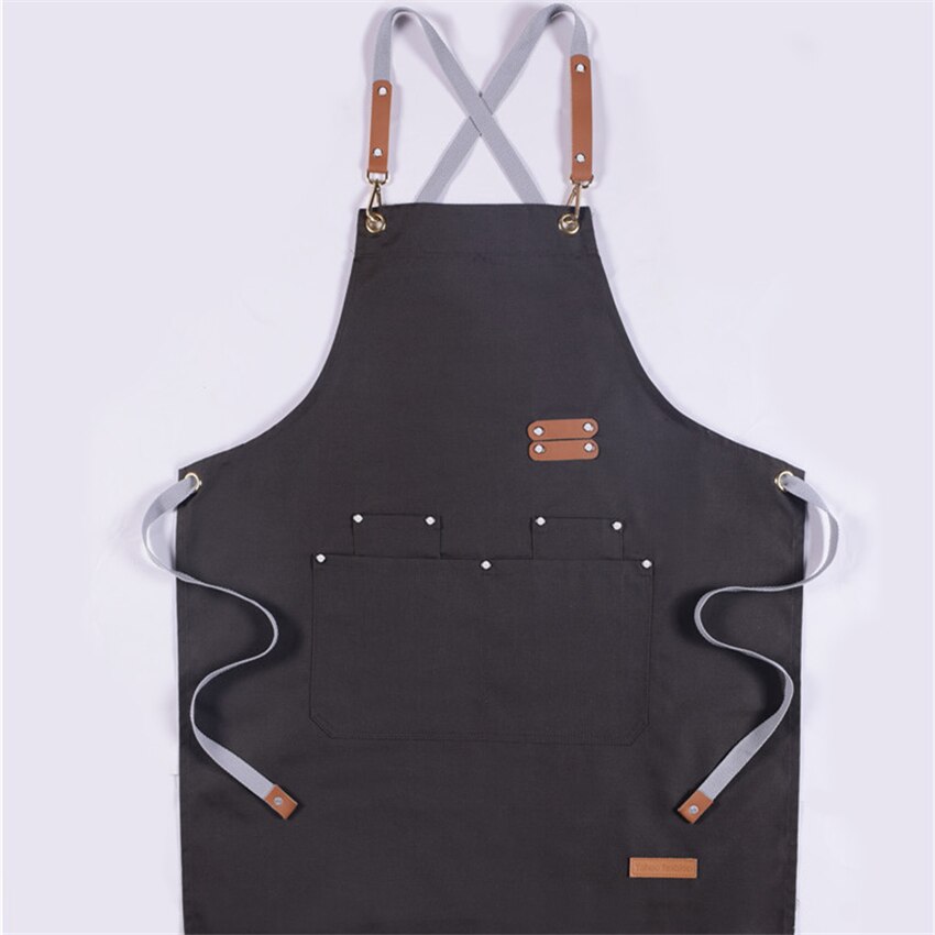 1pc forkle kjøkken restaurant kokk denim smekke vanntett kaffebar bakeri justerbart med lomme bbq frisør forklær