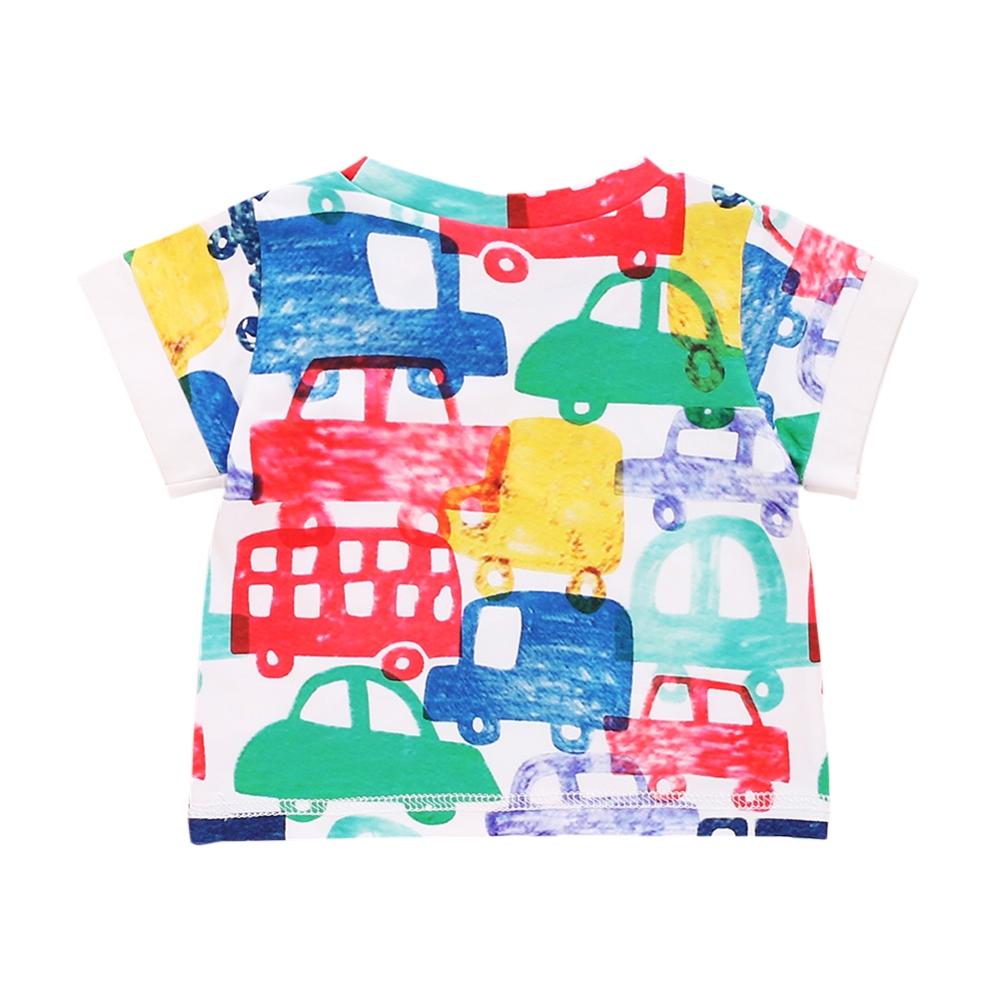 Estate Del Bambino Delle Ragazze Dei Ragazzi del Cotone Manica Corta Cartoon Car T-Shirt Casual Abiti