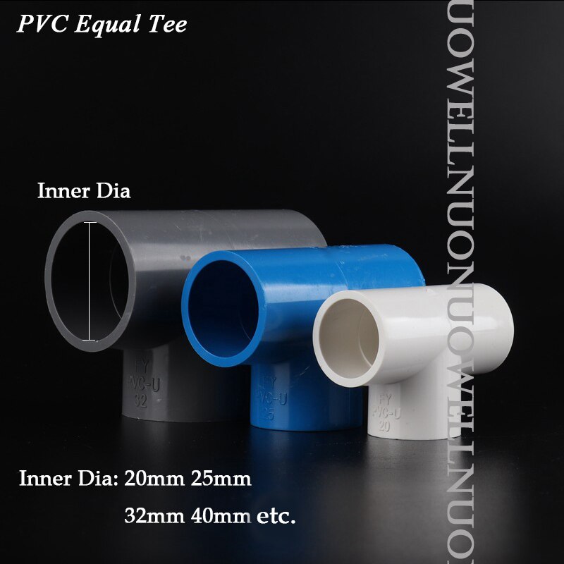 2Pcs PVC Pipe Connector 20 25 32 40mm Garden Irrigation Equal tee Three Way Fish Tank Supplies Aquarium Water Pipe Fittings