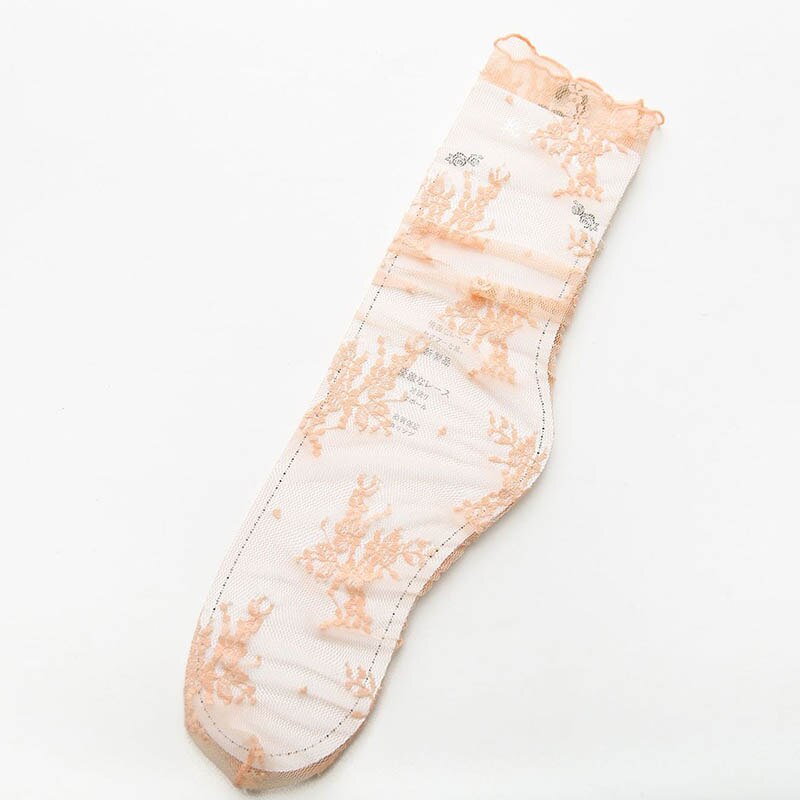 [EIOISAPRA] calcetines de verano para mujeres delgadas, transpirables, transparentes, con encaje decorativo, patrón de montón de calcetines, 8 colores, Casual, de: Yellow