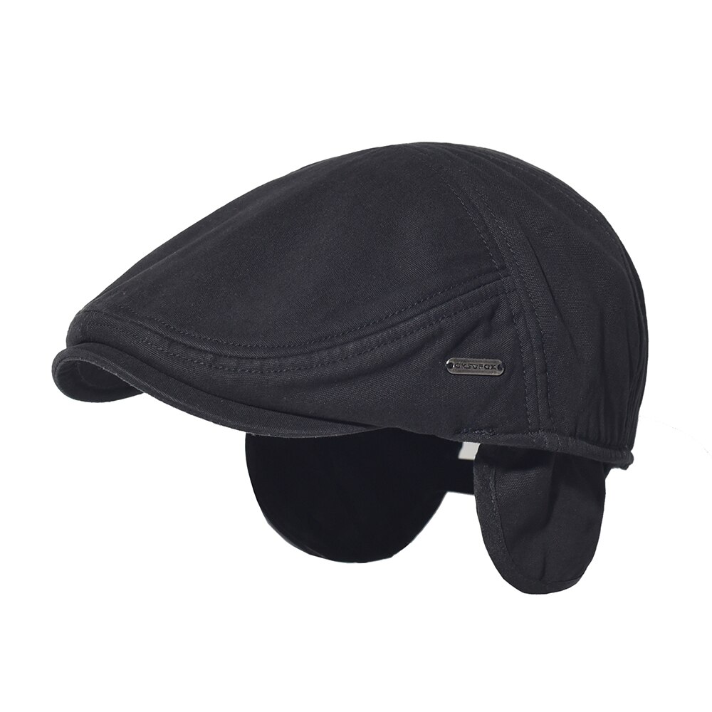 Män & #39 ;s bomull tidningspojke keps öronlappar vinter tjock varm platt hatt öronskydd vintage solid keps casual basker gatsby körhatt