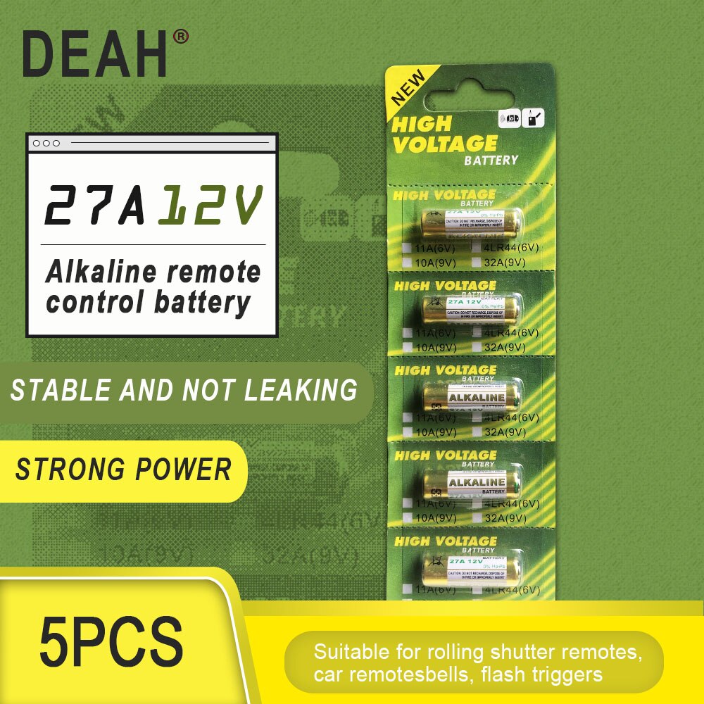 5Pcs Droge Alkaline Batterij 27A 12V A27 Voor Deurbel Auto Alarm Afstandsbediening G27A MN27 MS27 GP27A a27 L828 V27GA ALK27A A27BP