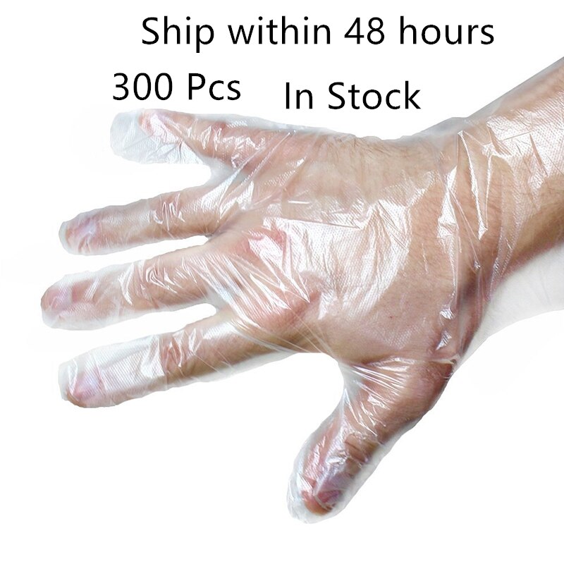 300 stuks wegwerphandschoenen eenmalige plastic handschoenen doorzichtige wegwerphandschoenen voor voedsel voor industriële restaurantkeukenreinigingshandschoenen