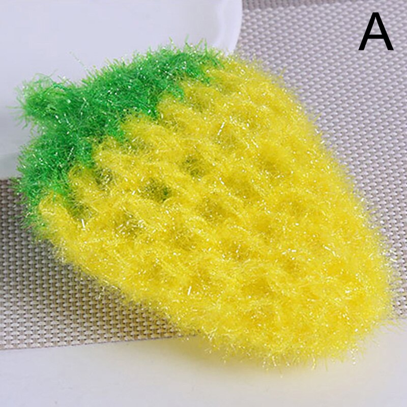 1Pc Strawberry Polyester Yarn Dish Cloth Kitchen Cleaning Brush Dishwashing Brush Cleaning Brushes Pot Pan Sponge Scouring Pads: A