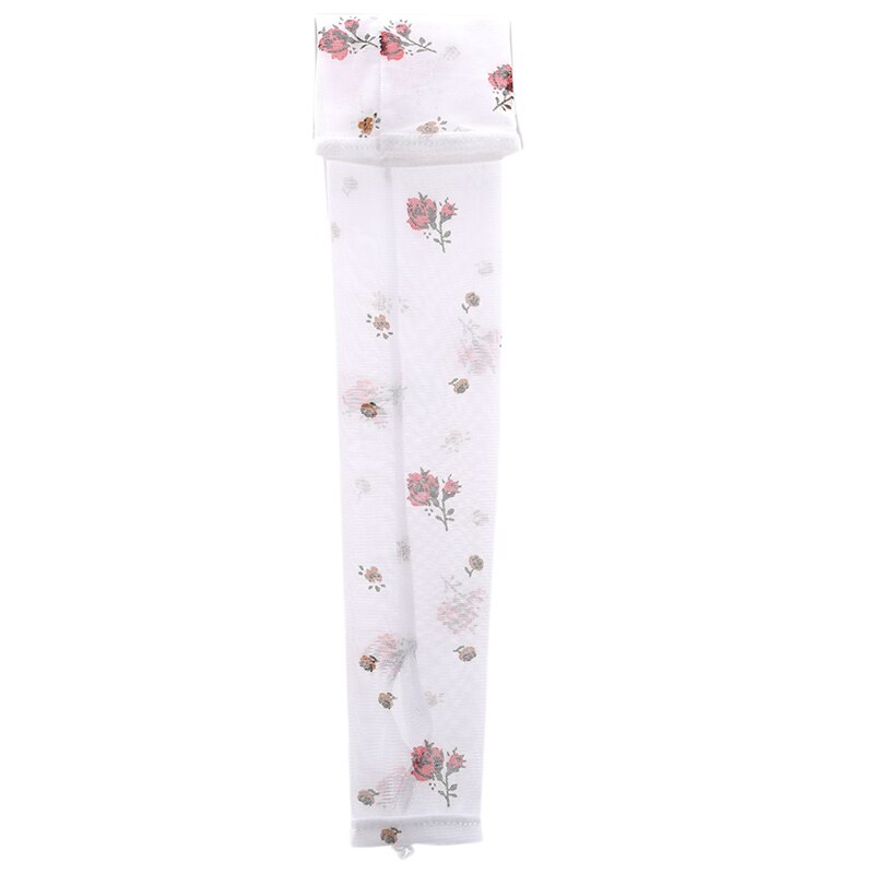 Mangas de seda hielo al aire libre transpirable secado rápido UV protector solar manguito ciclismo Dedo Largo de seda fría mangas de brazo de verano: Small Floral
