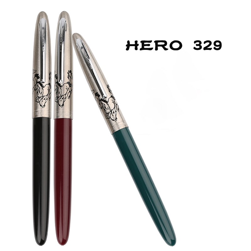 HERO 329-2 Klassieke Nostalgische Vulpen Pijl 329 Paard Hoofd Patroon Collection Inkt Pen Iridium Fine Nib 0.5mm voor