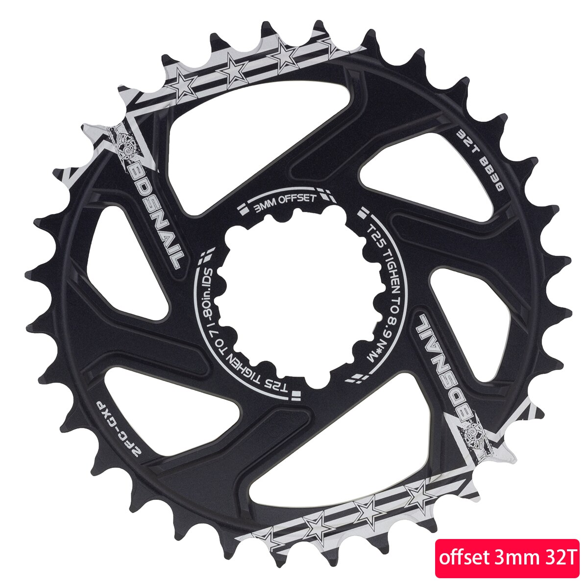 Bike Single Speed Chainring Direct Mount Narrow Wide Aluminum Chainring Round 28T-40T Chainwhee For SRAM GXP Crank gx xx1 X1 x9: 32T Offset 3MM