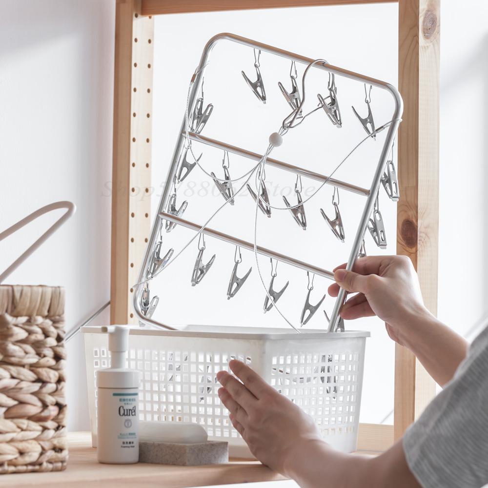 Multi Clip Droogrek Roestvrij Staal Droogrek Sokken Ondergoed Aluminium Droogrek Winddicht Hanger Droogrek