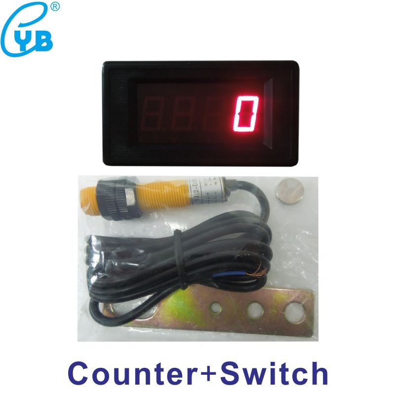 Ledet elektrisk tællerakkumulering  dc 12v ledet 4- cifre digital tæller inkluderer magnetisk switch sæt magnet punch maskine 0.56 ''