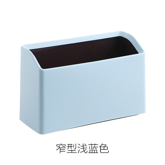 Kleine prullenbak voor thuis, bureau, papierbak voor de woonkamer, mini-prullenbak voor op kantoor, afgedekte prullenbak voor thuis: Lichtblauw smal