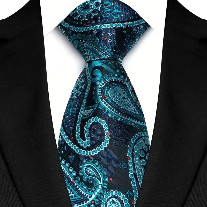 Cravate de luxe pour hommes, 8CM, rayures de couleur verte, motif Floral, solide, pour marié, tissée en Jacquard, pour fête d'affaires et de mariage: Corail Rouge