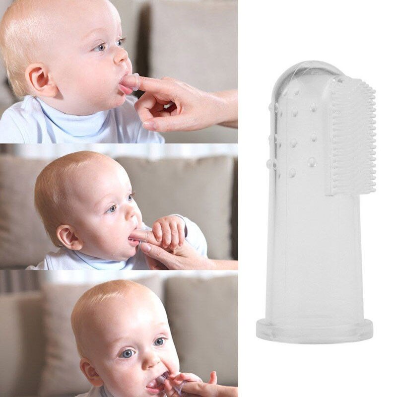 Baby tilbehør nyfødt lille barn baby praktisk holdbar bærbar tandbørste med etui 1 stk sæt finger tog tandbørste