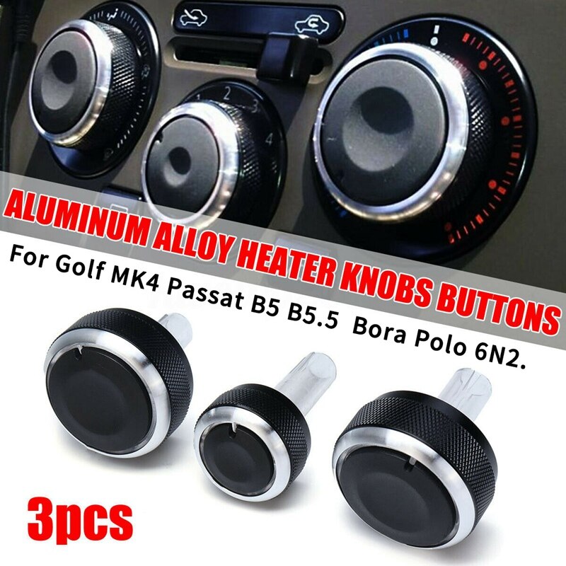 Heater Dash A/C Switch Knobs Black Control Buttons for Golf MK4 Passat B5 Bora 3Pc/Set: Default Title