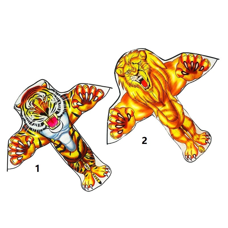 Cometa de Tigre/León de dibujos animados para niños, bonita cometa fácil de llevar con hilo de vuelo, actividad deportiva divertida al aire libre