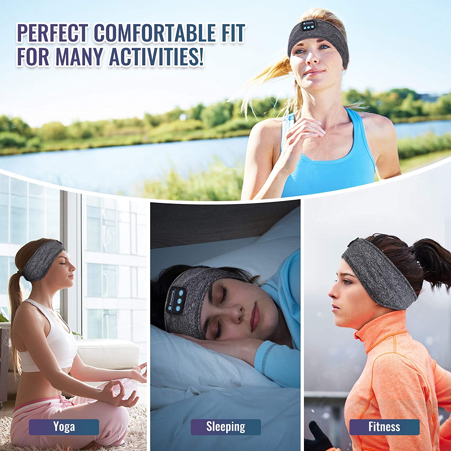 Auriculares finos con Bluetooth para dormir, diadema deportiva inalámbrica con altavoces para entrenamiento, trote, Yoga, insomnio, viajes, Verano