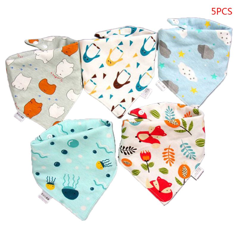 5 pz/pacco bavaglini per neonati in cotone bavaglino neonato sciarpa asciugamano per bambini ragazzi ragazze Bandana Saliva triangolo dribbling: green