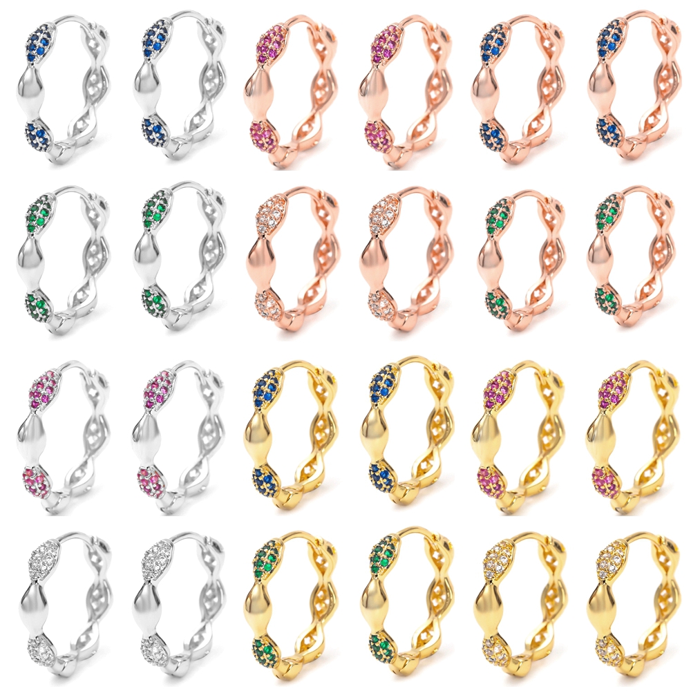 Essff Rose Goud/Zilver/Goud Kleur Wedding Party Aaa Zirkoon Top Oorringen Voor Vrouwen Dazzling Piercing koperen Sieraden